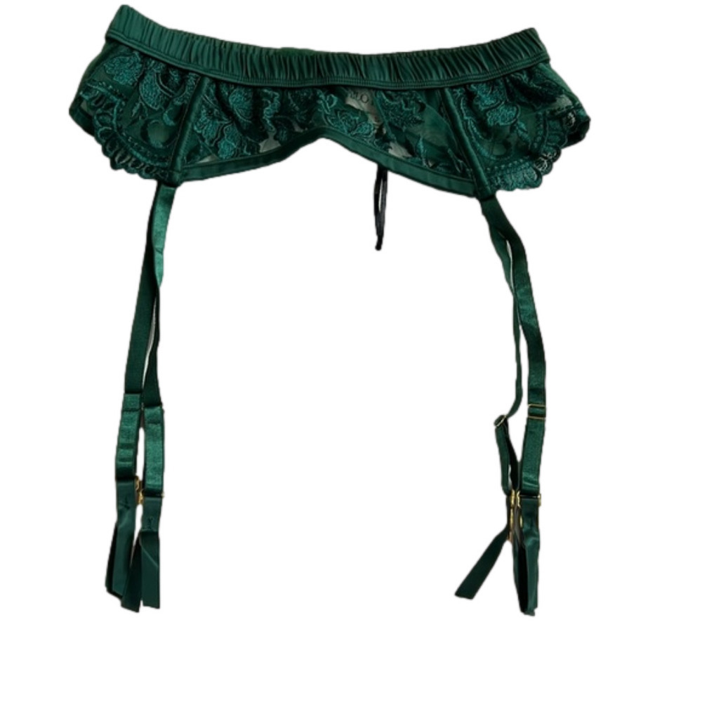 NWT Kilo Brava Embroidered Garter Belt - Emerald size Large